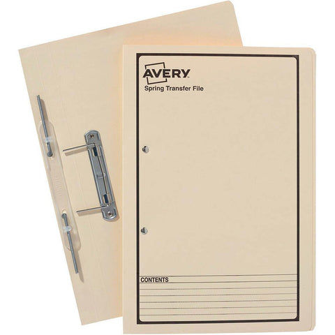 Avery 86804 Spring Transfer File Foolscap Box of 25 (Buff)