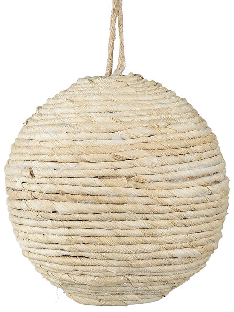 Christmas Warehouse - DECR9206 Authentic Natural Seagrass Rope & Dusted Glitter Signature Bauble | 12cm Natural