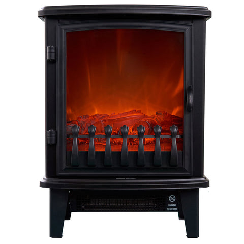 Heller 1800 W Freestanding Electric Fireplace Heater with Flame Effect (Black)