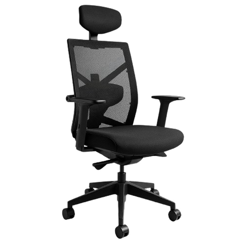 Desky Elite Ergonomic Chair with Headrest - Black