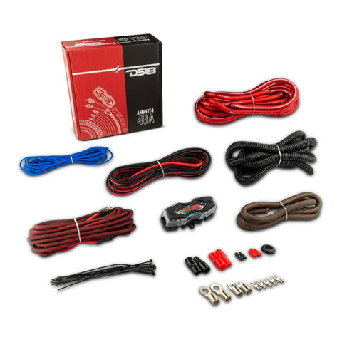 DS18 AMPKIT4 4-Gauge Complete Amplifier Wiring Kit (Red)
