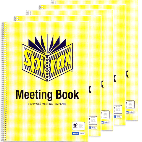 Spirax 705 Meeting Notes Actions Book Spiral Bound 140 Page A4 [Pack 5]