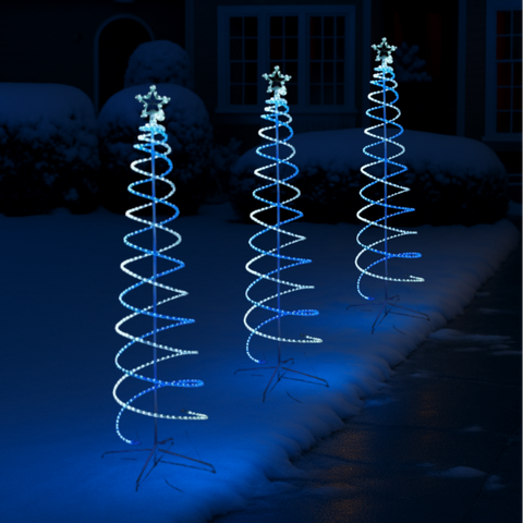 Lexi Lighting 2.1m LED Double Spiral Tree - White and Blue