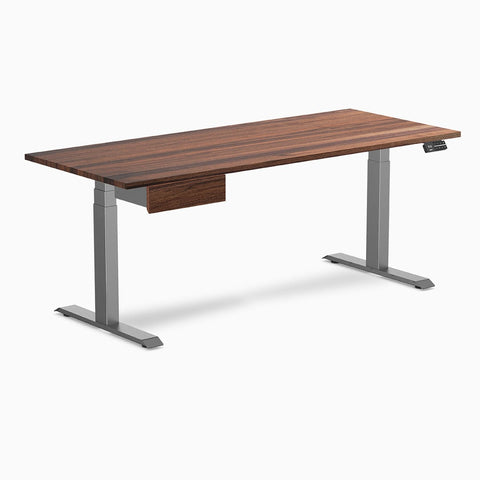 Desky Dual Hardwood Standing Desk With Drawer 180cm Walnut Desktop and Space Grey Frame