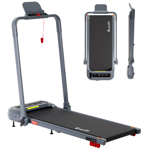 Everfit Treadmill Electric Walking Pad with Incline Foldable for Home Gym (Grey)