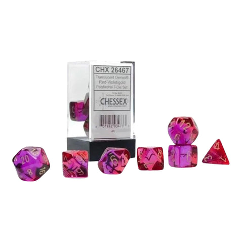 Chessex CHX 26467 Gemini Translucent Red-Violet/gold 7-Die Set