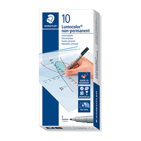 Staedtler Lumocolour 0.6mm Fine Non-Permanent Pen [Box 10] (Black)