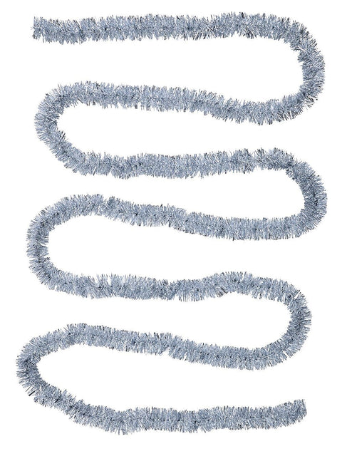 Christmas Warehouse - TINN7119 Classic 6ply Silver Metallic Fir Christmas Tinsel Garland | 5m x 50mm Silver