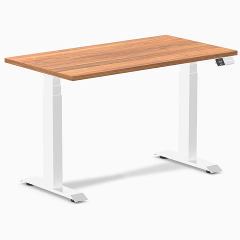 Desky Dual Mini Sit Stand Desk 1100x600 Prime Oak Desktop and White Frame