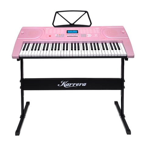 Karrera 61-Key Electronic Keyboard Piano with Stand (Pink)