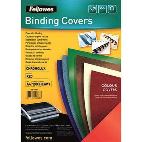 Fellowes Pack 100 Chromolux Binding Covers Gloss A4 (Red)
