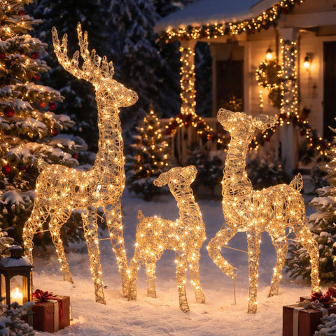 Lexi Lighting Outdoor Light Up Reindeer Family