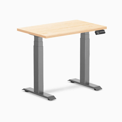 Desky Dual Mini Hardwood Sit Stand Desk 80cm Maple Desktop and Space Grey Frame