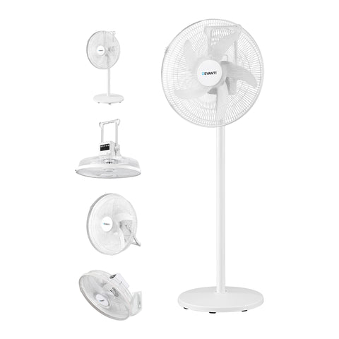 DEVANTI 16" 5-in-1 Rechargeable Fan for Pedestal Table Floor Wall Ceiling