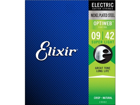 Elixir #19002 Electric Guitar String Optiweb Steel 9-42 Super Light