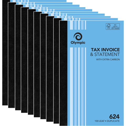 Olympic 10 Pack 624 Duplicate Tax Invoice & Statement Book Bulk
