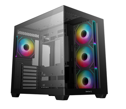 DeepCool CG530 4F Mid-Tower ATX Case – Pillarless Tempered Glass, Dual-Chamber, 4 PWM ARGB Fans