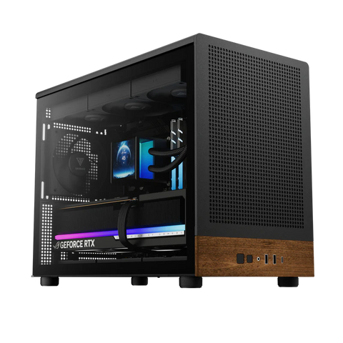 Gamdias ATHENA M4M M-ATX PC Case Tempered Glass Wood Design 3 PWM Fans