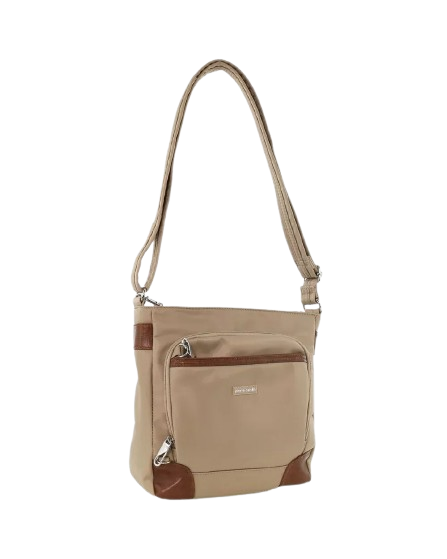 Pierre Cardin Nylon Cross Body Bag Slash Proof Shoulder Anti-Theft in Camel