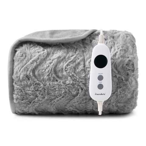 Dreamaker 500gsm Faux Fur Electric Heated Throw Blanket [120x160cm] (Silver)