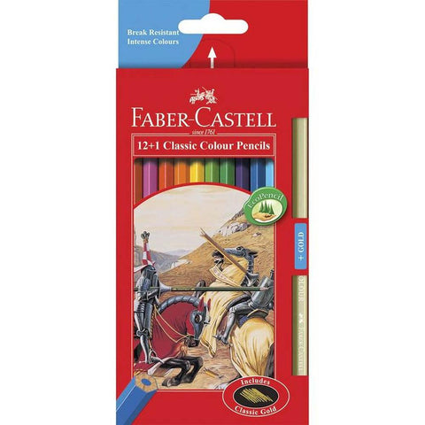 Faber-Castell Classic Colour Pencils Plus Bonus Grip Gold Pencil Pack 12
