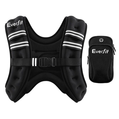 Everfit 5kg Weighted Vest Men Women, Reflective Running Vest with Armband Pouch