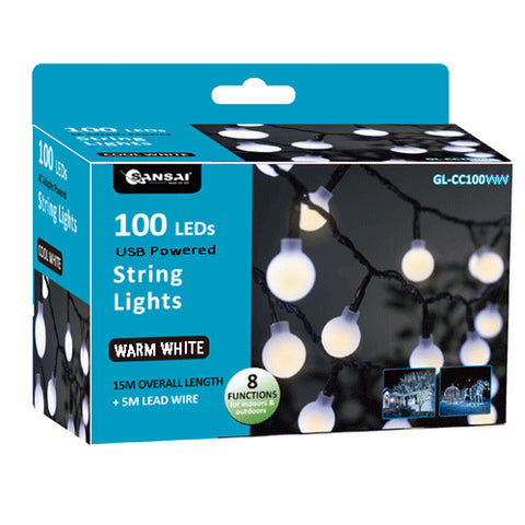 Sansai 100 LED Battery Powered String Lights (Warm White)