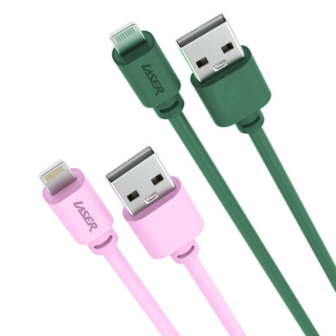 Laser 2m (2-pack) MFi Lightning Cable (Pink/Green)