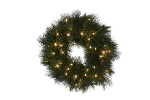Christabelle 61cm Long Needle Christmas Wreath with LED Lights