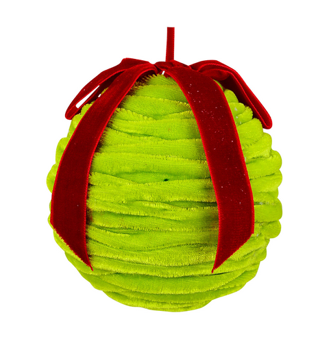 Whimsical Lime Green & Crimson Red Essential Ruched Pleated Bauble | 90mmLime Green