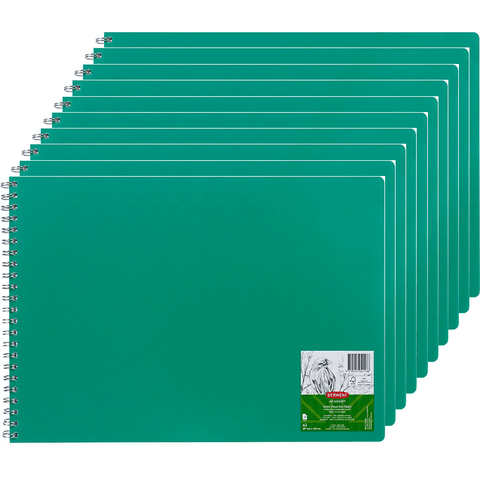 Derwent Academy Visual Art Diary Book A3 Landscape 120 Pages Green Cover 10 Pack