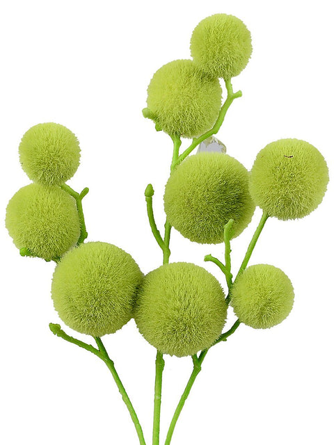 Christmas Warehouse - STEM2528 Light Lime Green Flocked Ball Bauble Christmas Stem | 52cm Light Lime Green