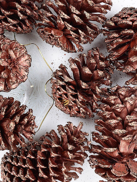 Christmas Warehouse - ORNMNT55 Natural Large Copper Glittered Pinecones | 200g Copper
