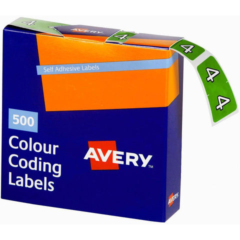 Avery 43244 Label Side Tab Year Code 4 25x38mm Light Green Pack 500