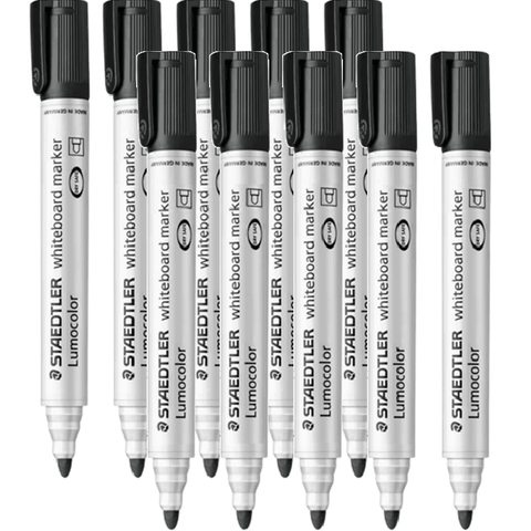 Staedtler 351 Lumocolor Whiteboard Marker Bullet Point (Black) [Box 10]