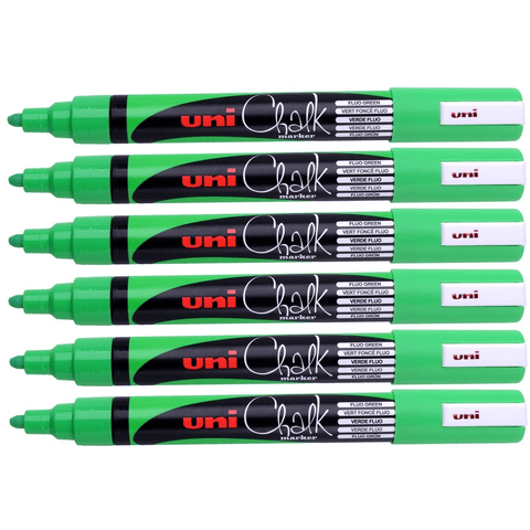 Uni-Ball 6 PackChalk Marker Bullet Tip 2.5mm (Fluoro Green)