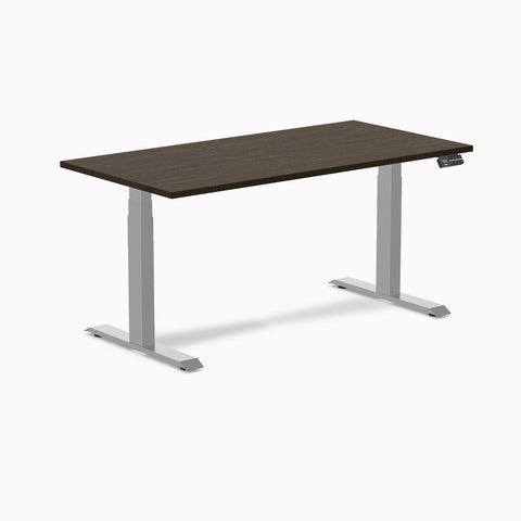 Desky Dual Bamboo Sit Stand Desk 120cm Dark Bamboo Desktop and Grey Frame