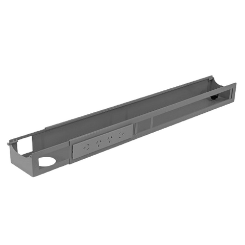 Desky Integrated Cable & Data Channel 4-Plug Grey