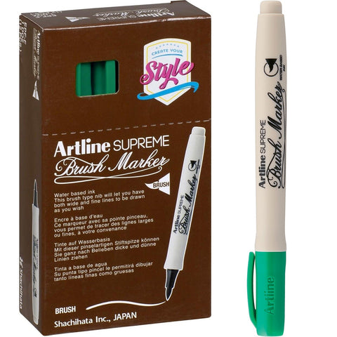 Artline Supreme Brush Marker Box of 12 (Green)