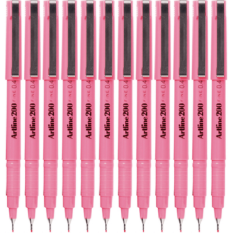 Artline Box 12 200 Fineliner Felt Tip Pen 0.4mm (Pink)