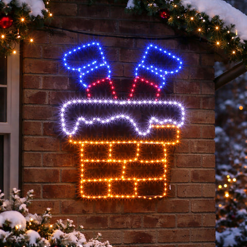 Lexi Lighting 60X46CM Dewdrop Flashing Stuck Santa Legs Chimney Silhouette