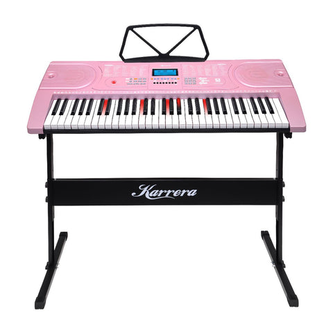 Karrera 61-Key Electronic LED Piano Keyboard with Stand (Pink)