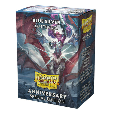 Arcane Tinmen Dragon Shield Sleeves Matte Dual Anniversary Special Edition Blue Silver 100ct