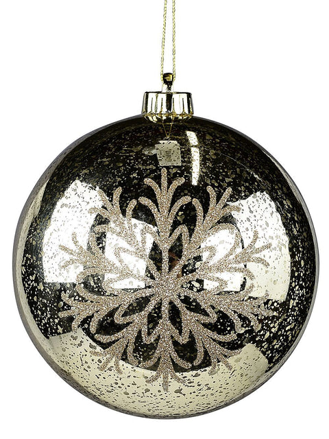 Christmas Warehouse - DECRH094 Gold Whimsical Grand Mercury Snowflake Bauble | 15cm Gold & Champagne