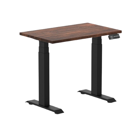 Desky Dual Mini Softwood Sit Stand Desk 80cm American Rustic Pine Desktop and Matte Black Frame