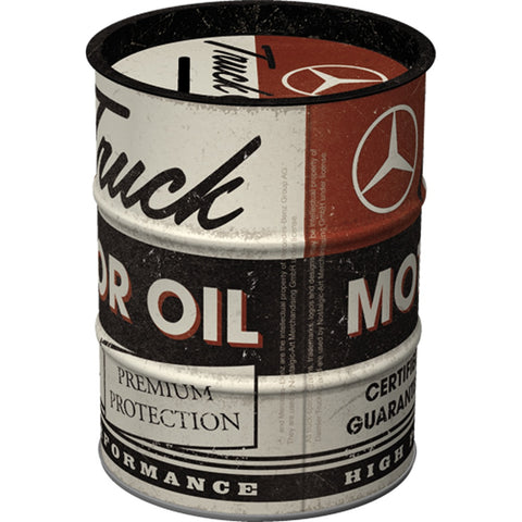 Nostalgic-Art Money Box Oil Barrel Daimler Truck Motor Oil 9.3cm