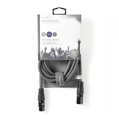 Nedis Balanced Audio Cable XLR 3-Pin Male to XLR 3-Pin Female 5.00m Grey