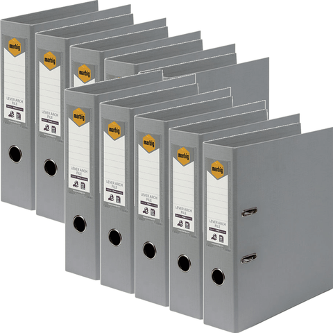 Marbig Linen Lever Arch File Folder PE A4 75mm (Grey) [Box 10]