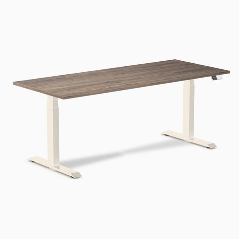 Desky Dual Melamine Sit Stand Desk 180cm Natural Walnut Desktop and Wheat Frame