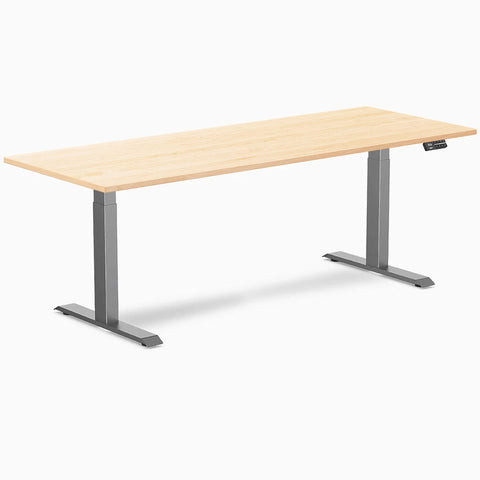 Desky Dual Hardwood Sit Stand Desk 200cm Maple Desktop and Space Grey Frame